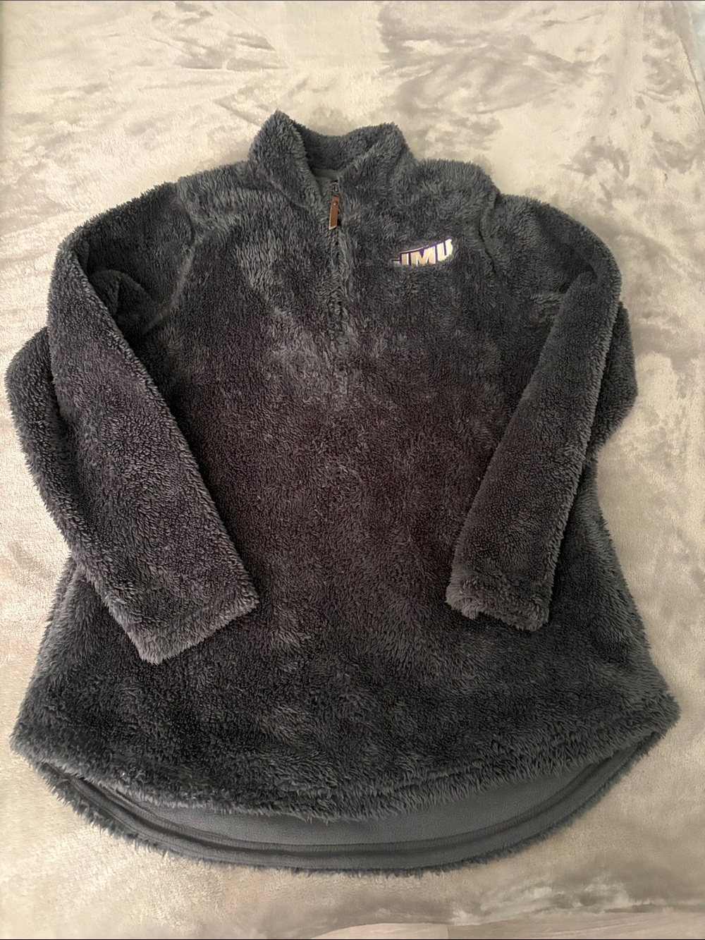 JMU - Charles River Apparel Women's Dark Gray Plush Quarter-Zip Pullover